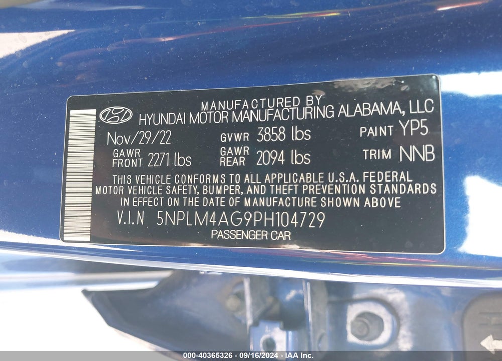 2023 HYUNDAI ELANTRA SEL VIN: 5NPLM4AG9PH104729