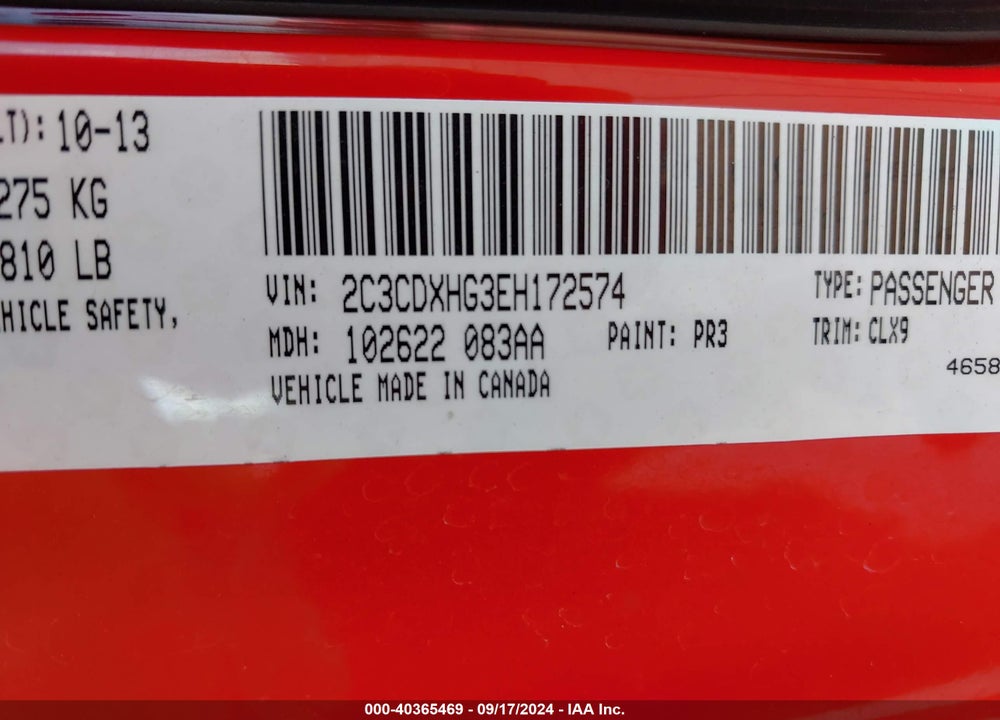 2014 DODGE CHARGER SXT PLUS VIN: 2C3CDXHG3EH172574