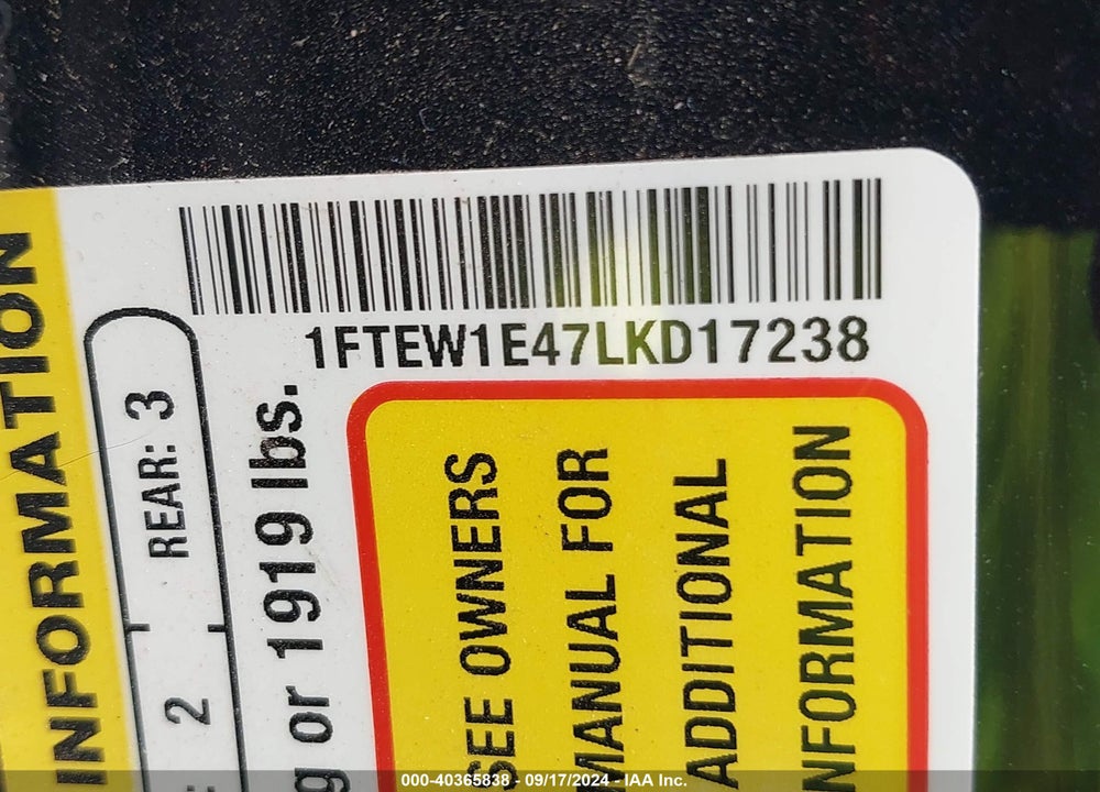 2020 FORD F-150 XLT VIN: 1FTEW1E47LKD17238