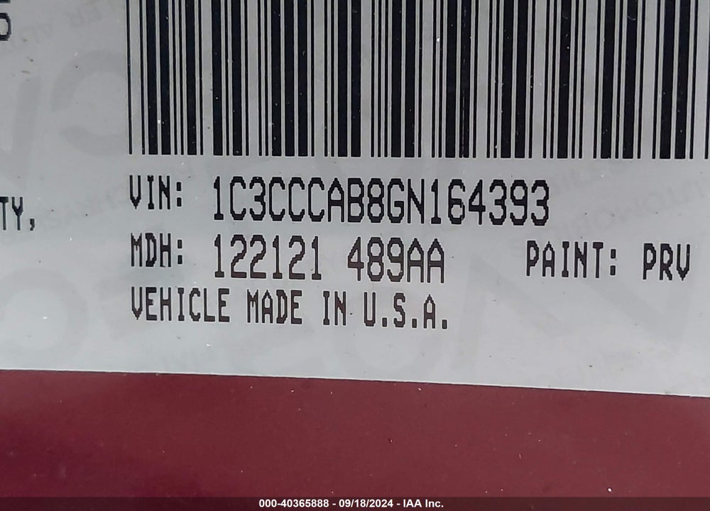 2016 CHRYSLER 200 LIMITED VIN: 1C3CCCAB8GN164393