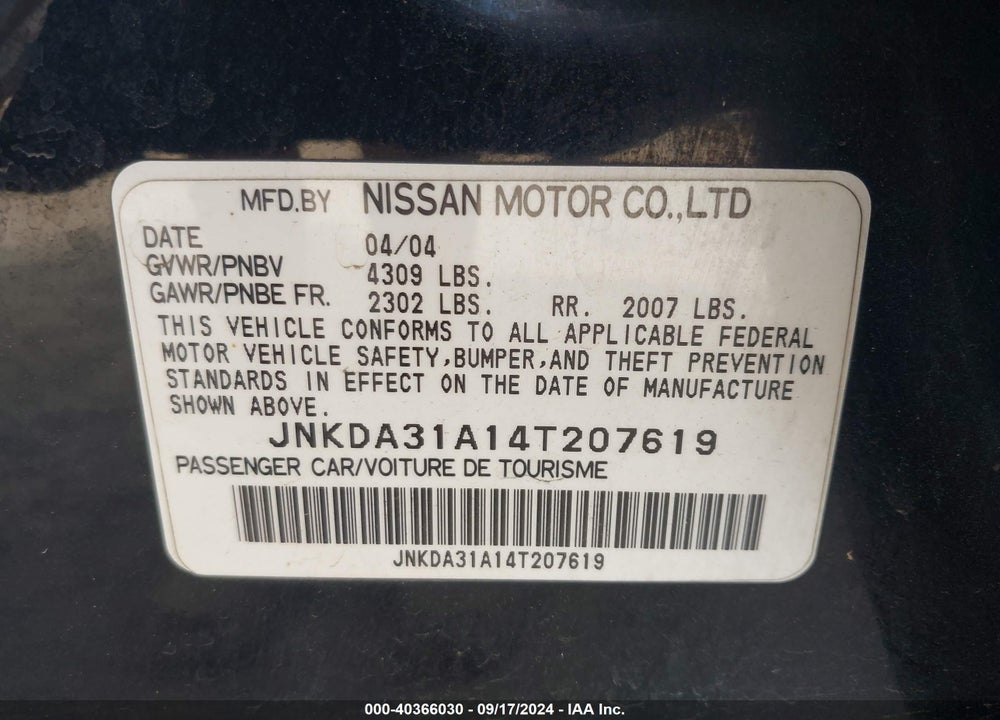 2004 INFINITI I35 LUXURY VIN: JNKDA31A14T207619