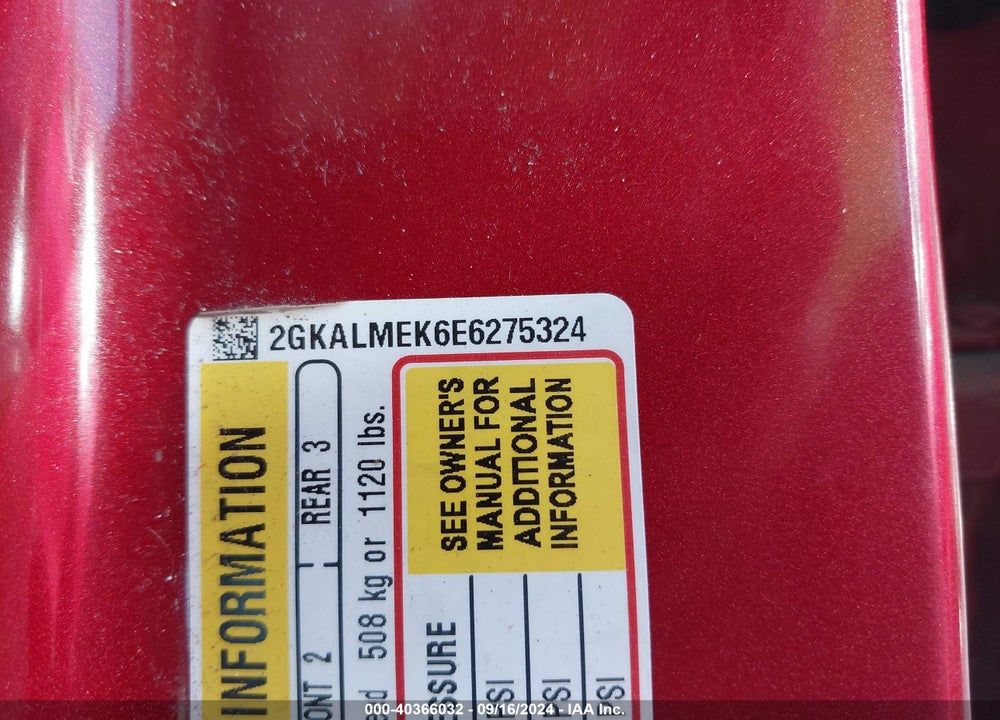2014 GMC TERRAIN SLE-1 VIN: 2GKALMEK6E6275324