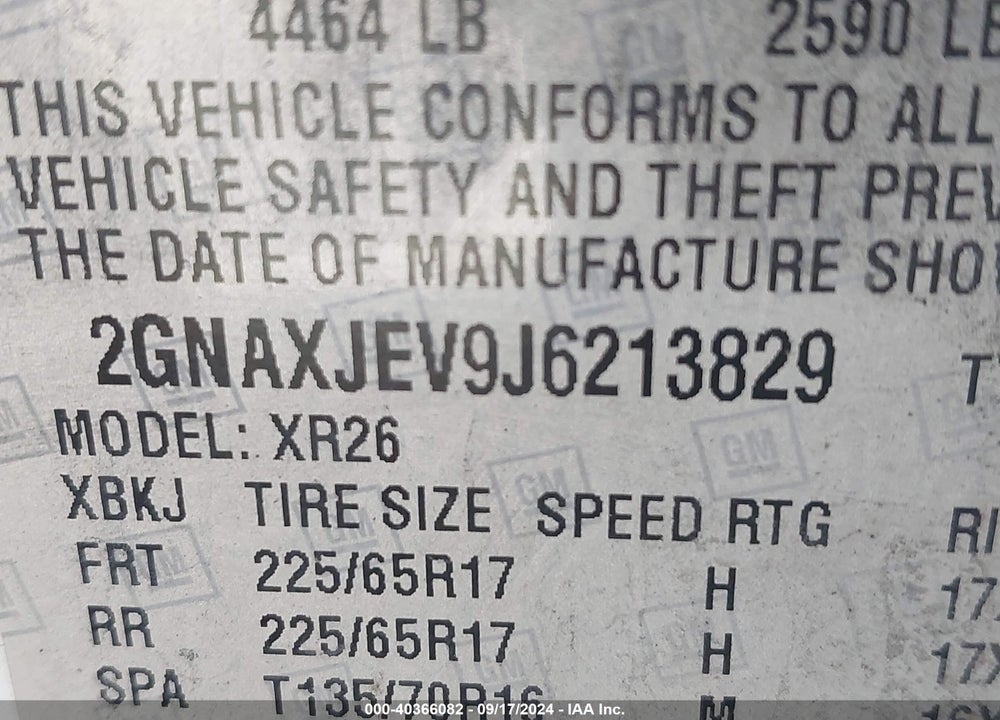 2018 CHEVROLET EQUINOX LT VIN: 2GNAXJEV9J6213829