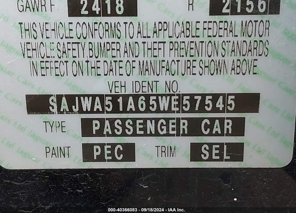 2005 JAGUAR X-TYPE 3.0 VIN: SAJWA51A65WE57545