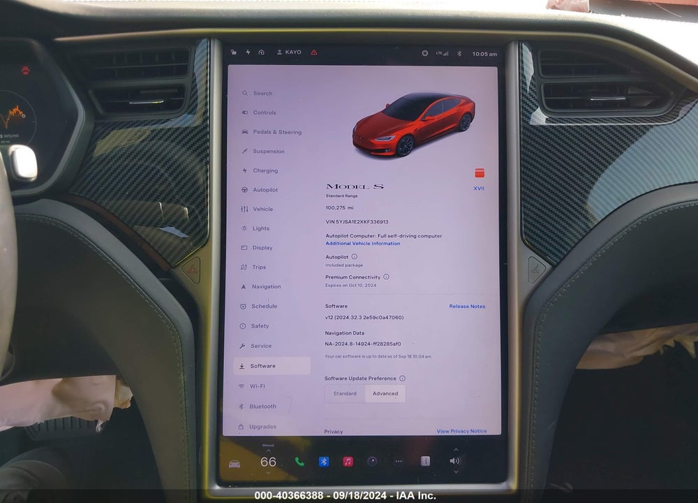 2019 TESLA MODEL S 100D/75D/LONG RANGE/STANDARD RANGE VIN: 5YJSA1E2XKF336913