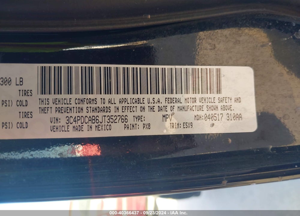 2018 DODGE JOURNEY SE VIN: 3C4PDCAB6JT352766