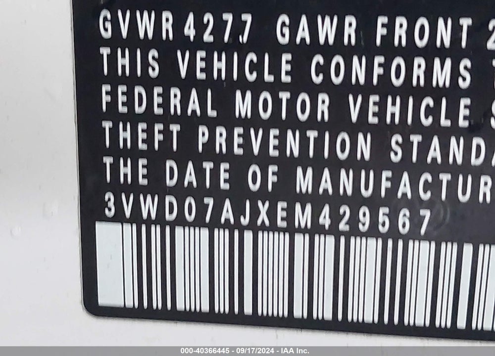 2014 VOLKSWAGEN JETTA 1.8T SE VIN: 3VWD07AJXEM429567