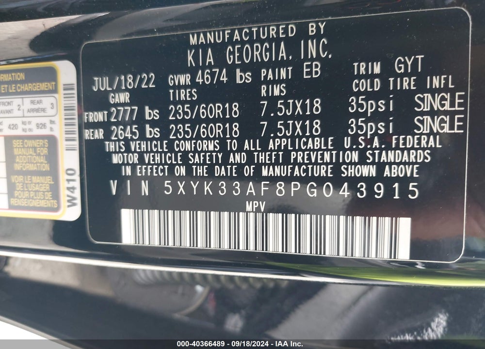 2023 KIA SPORTAGE EX VIN: 5XYK33AF8PG043915