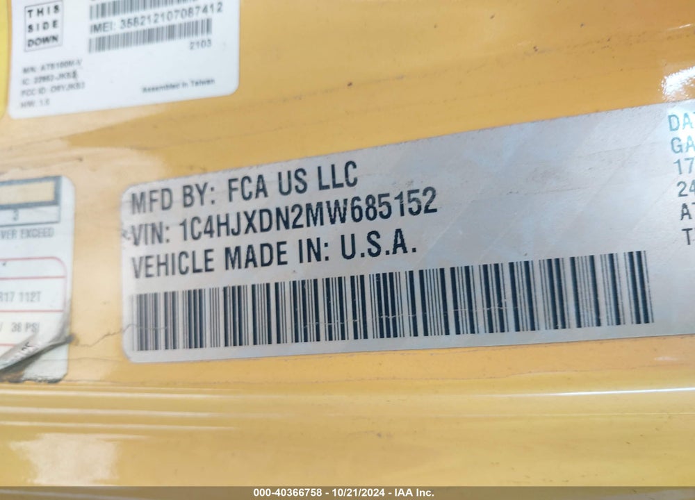 2021 JEEP WRANGLER UNLIMITED ISLANDER 4X4 VIN: 1C4HJXDN2MW685152
