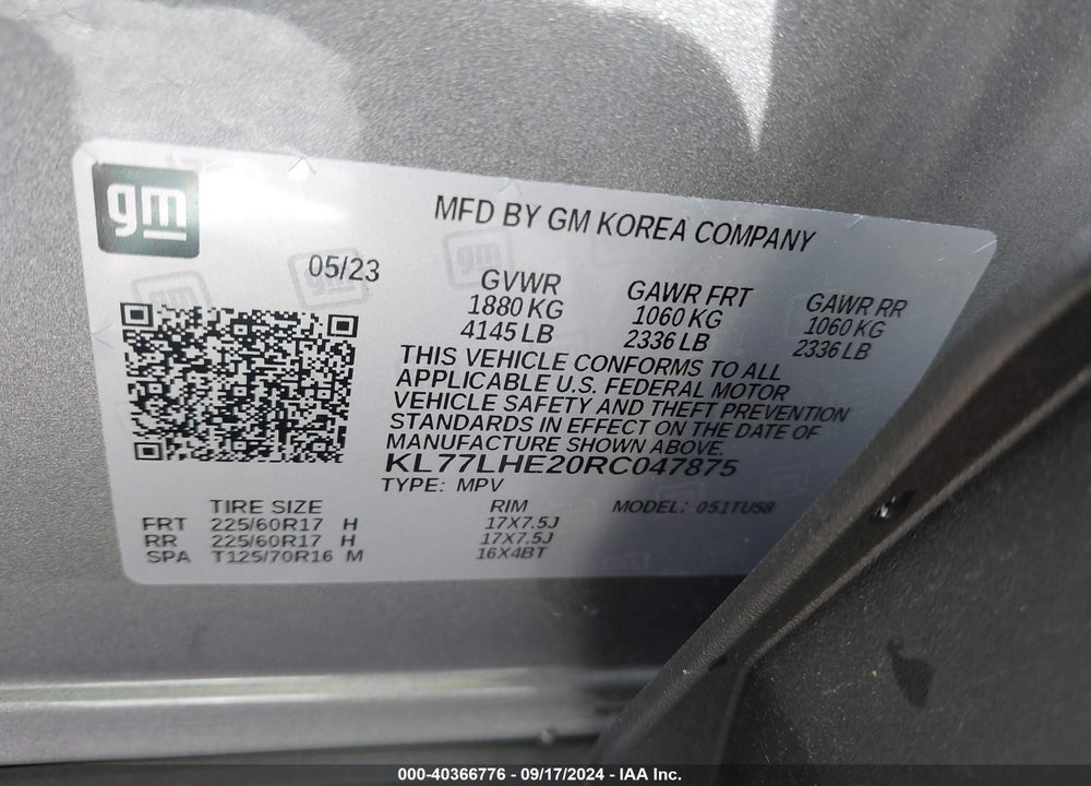 2024 CHEVROLET TRAX FWD LT VIN: KL77LHE20RC047875
