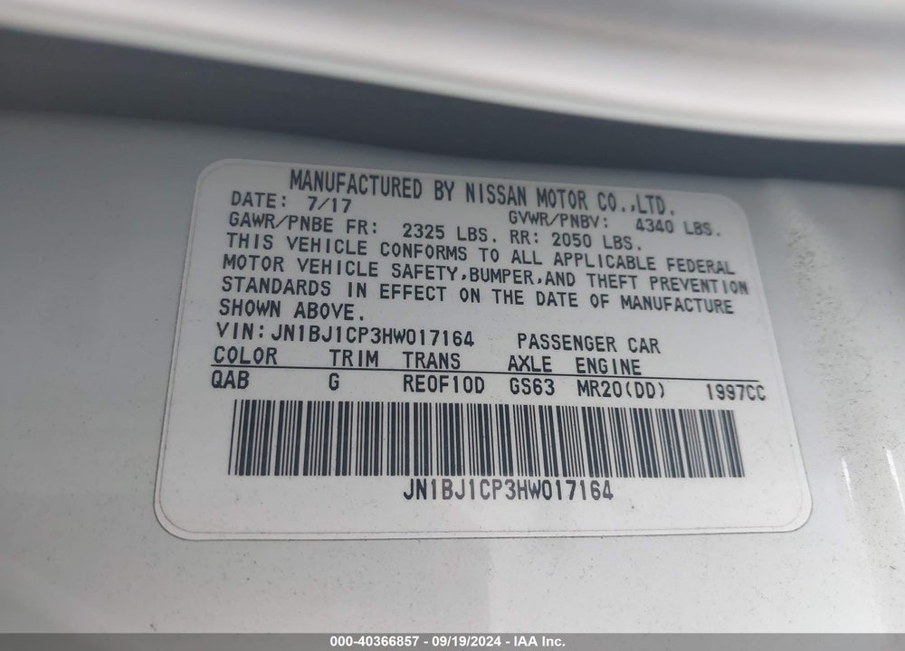 2017 NISSAN ROGUE SPORT SV VIN: JN1BJ1CP3HW017164