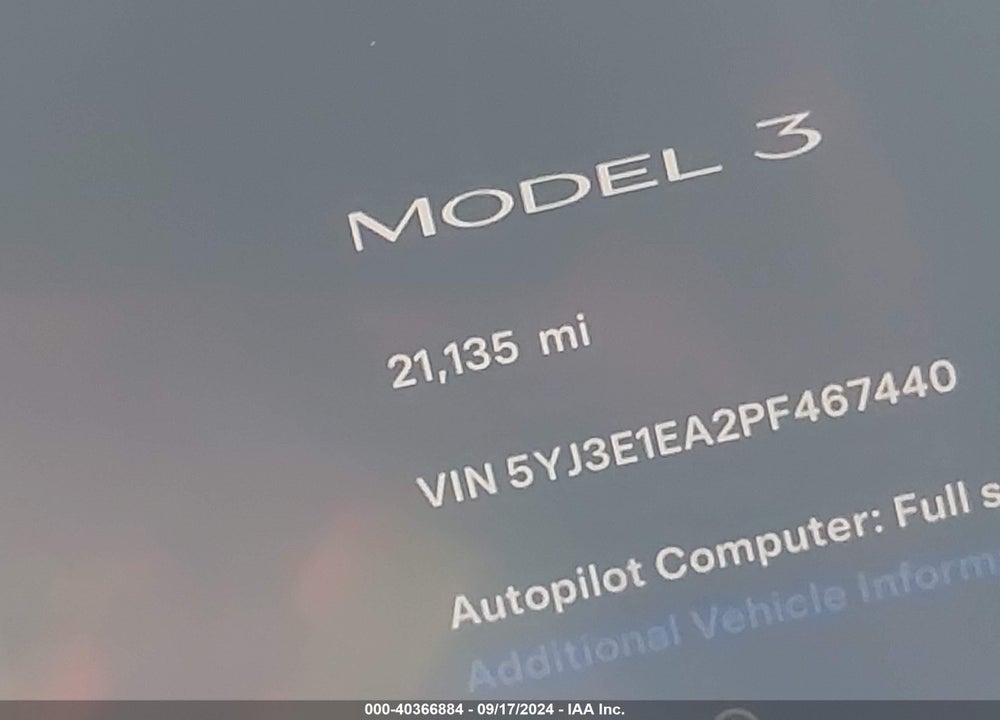2023 TESLA MODEL 3 REAR-WHEEL DRIVE VIN: 5YJ3E1EA2PF467440