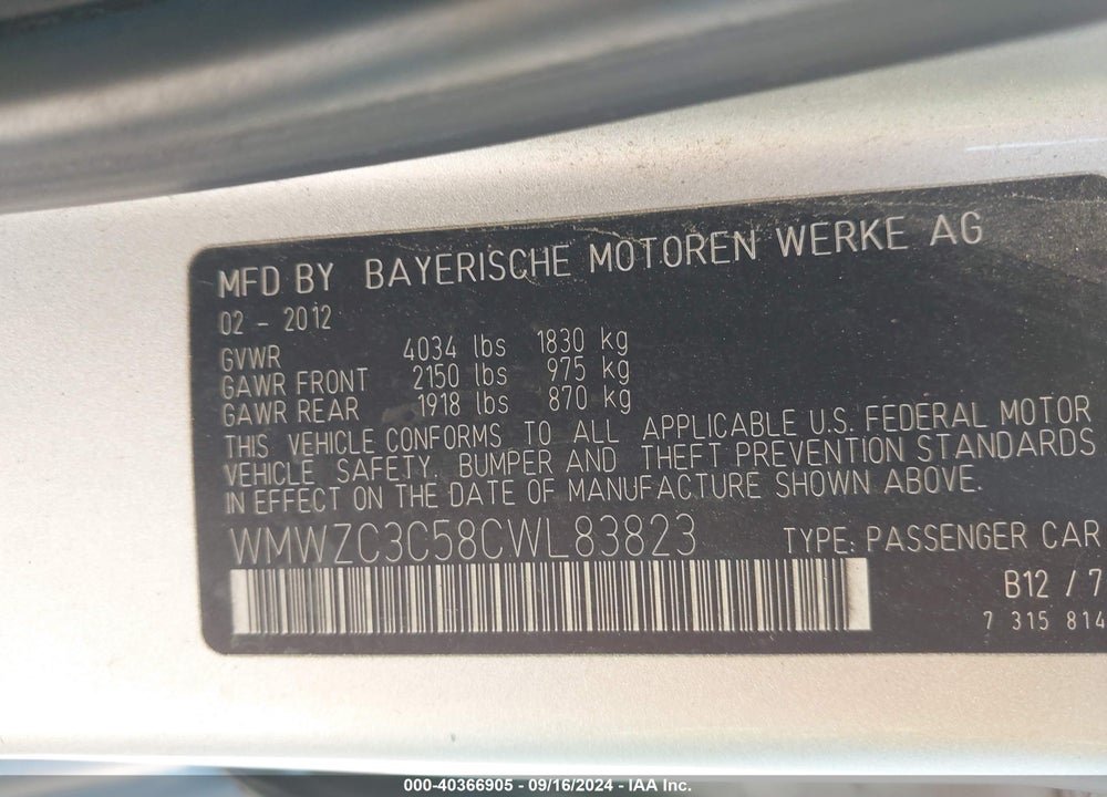 2012 MINI COOPER COUNTRYMAN S VIN: WMWZC3C58CWL83823