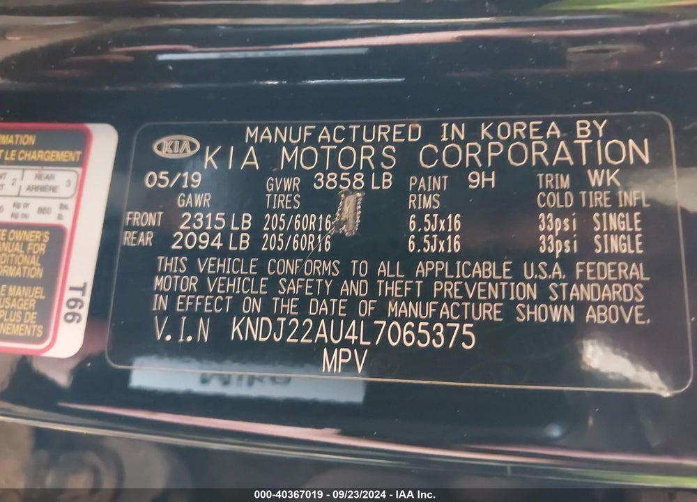 2020 KIA SOUL LX VIN: KNDJ22AU4L7065375