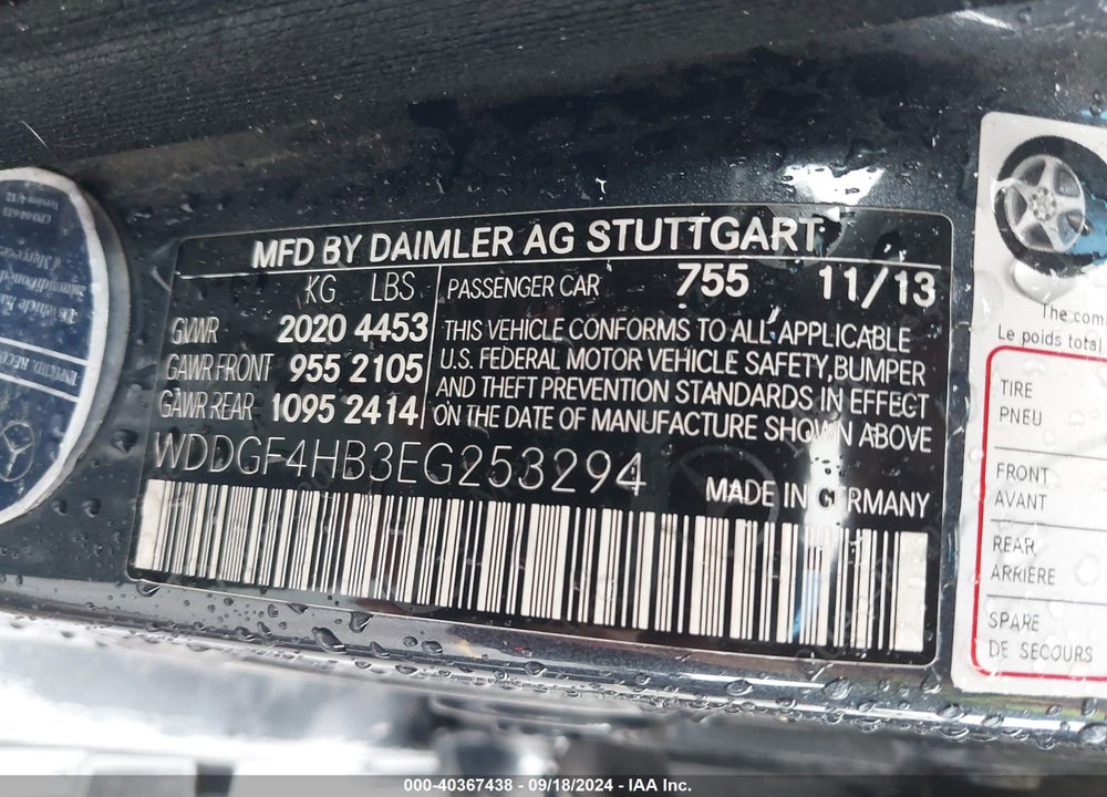 2014 MERCEDES-BENZ C 250 LUXURY/SPORT VIN: WDDGF4HB3EG253294