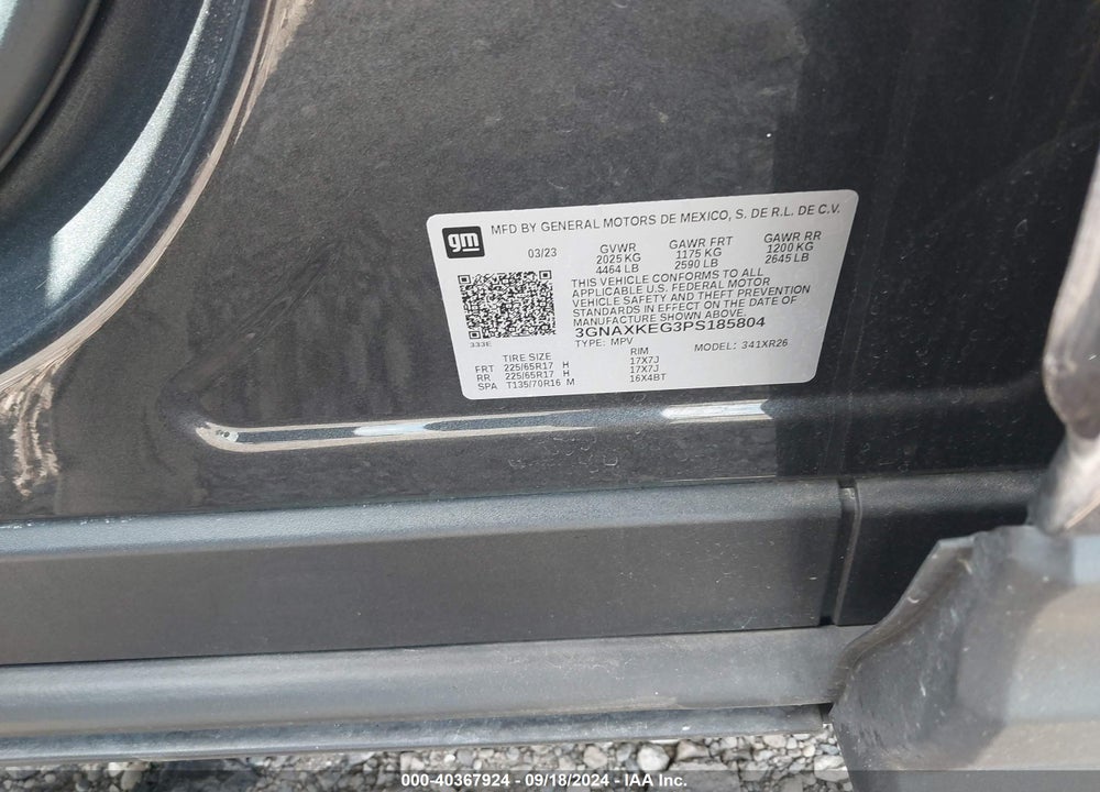 2023 CHEVROLET EQUINOX FWD LT VIN: 3GNAXKEG3PS185804