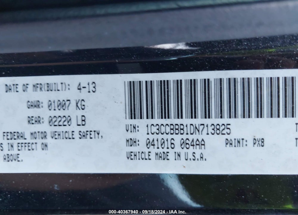 2013 CHRYSLER 200 TOURING VIN: 1C3CCBBB1DN713825