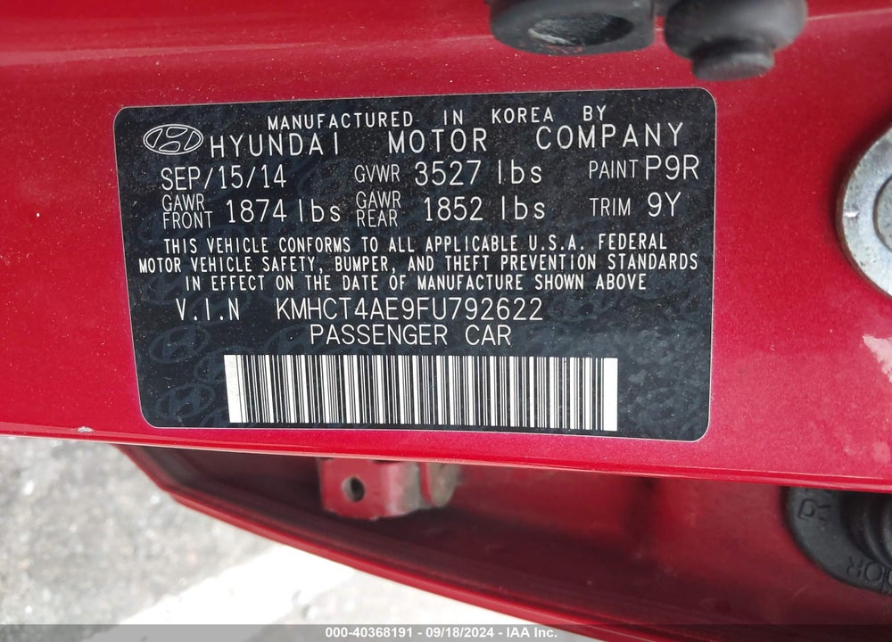2015 HYUNDAI ACCENT GLS VIN: KMHCT4AE9FU792622