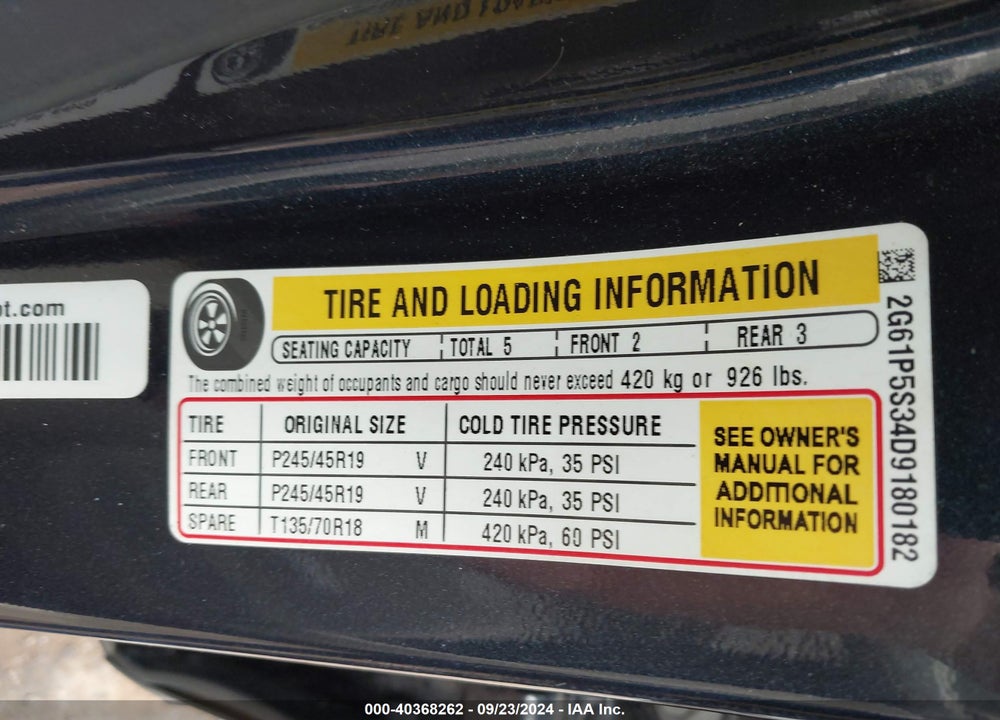 2013 CADILLAC XTS LUXURY VIN: 2G61P5S34D9180182