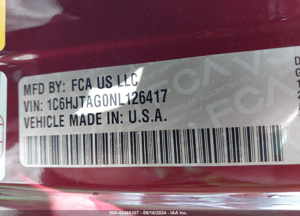2022 JEEP GLADIATOR ALTITUDE 4X4 VIN: 1C6HJTAG0NL126417