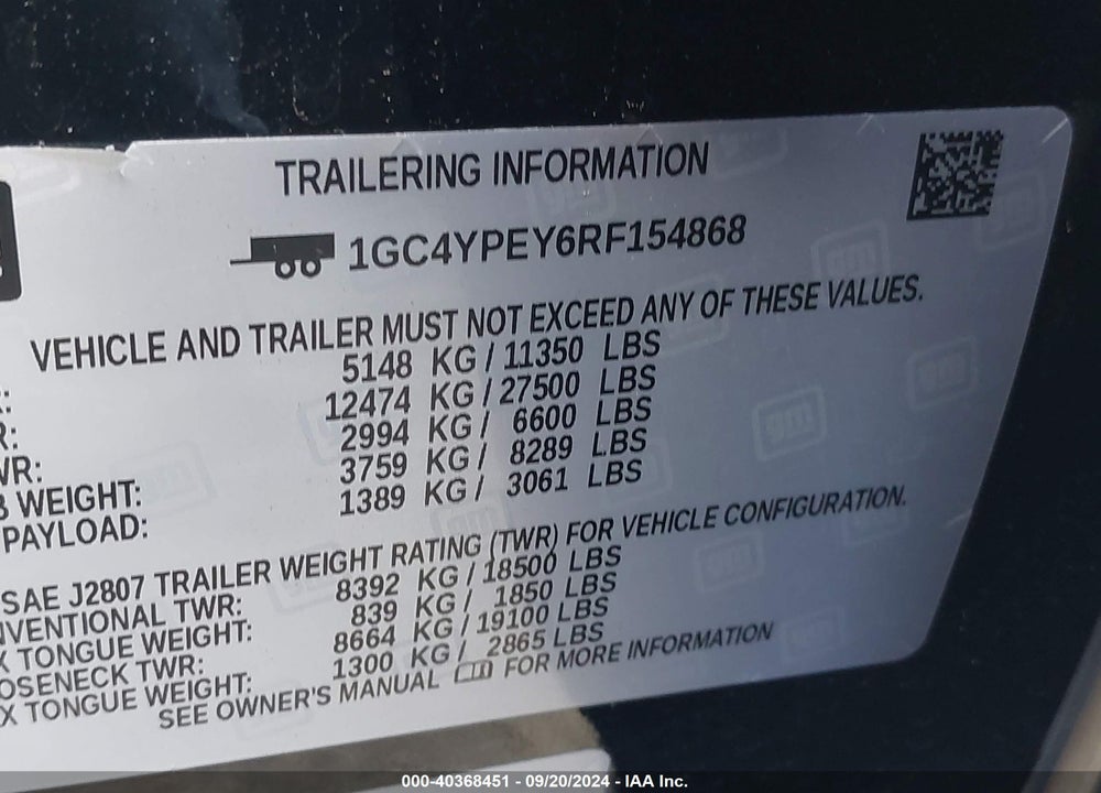 2024 CHEVROLET SILVERADO 2500HD 4WD STANDARD BED LTZ VIN: 1GC4YPEY6RF154868