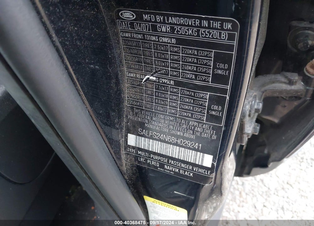 2008 LAND ROVER LR2 SE VIN: SALFS24N68H029241