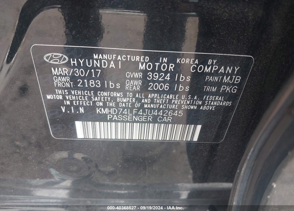 2018 HYUNDAI ELANTRA SE VIN: KMHD74LF4JU442645