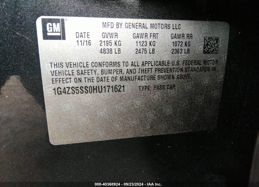 2017 BUICK LACROSSE PREMIUM VIN: 1G4ZS5SS0HU171621