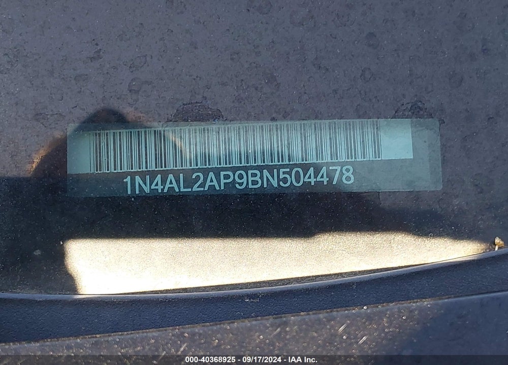 2011 NISSAN ALTIMA 2.5 S VIN: 1N4AL2AP9BN504478
