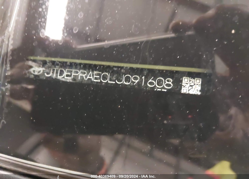 2020 TOYOTA COROLLA LE VIN: JTDEPRAE0LJ091608