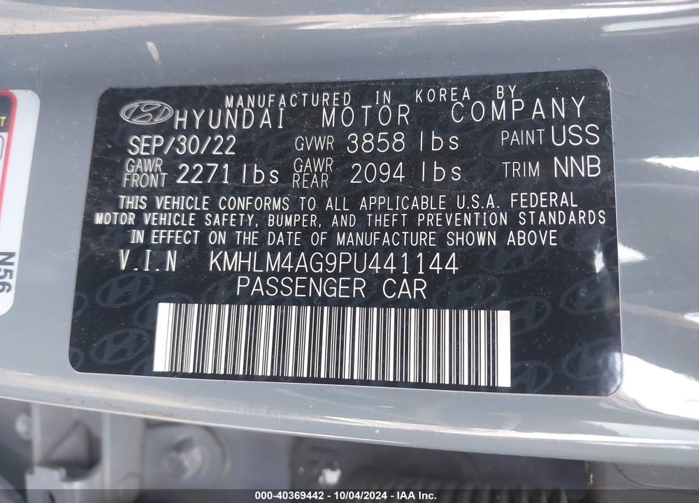 2023 HYUNDAI ELANTRA VIN: KMHLM4AG9PU441144