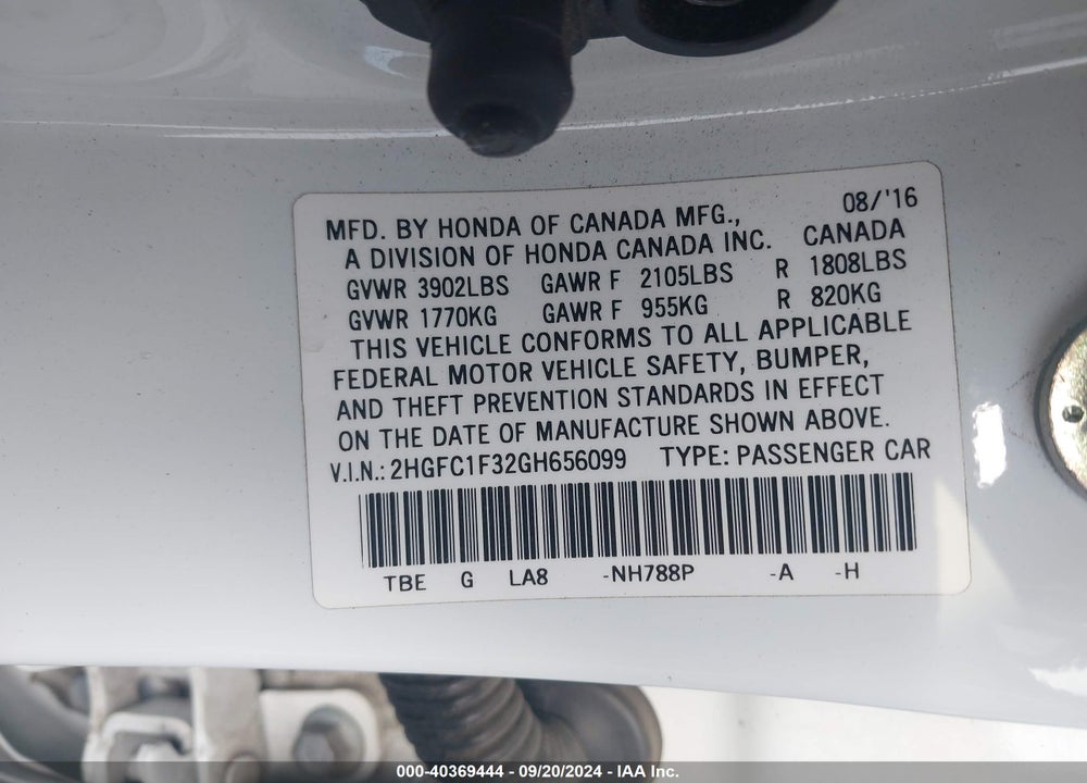 2016 HONDA CIVIC EX-T VIN: 2HGFC1F32GH656099