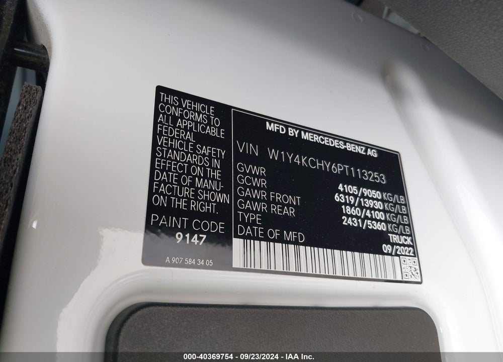 2023 MERCEDES-BENZ SPRINTER 2500 VIN: W1Y4KCHY6PT113253