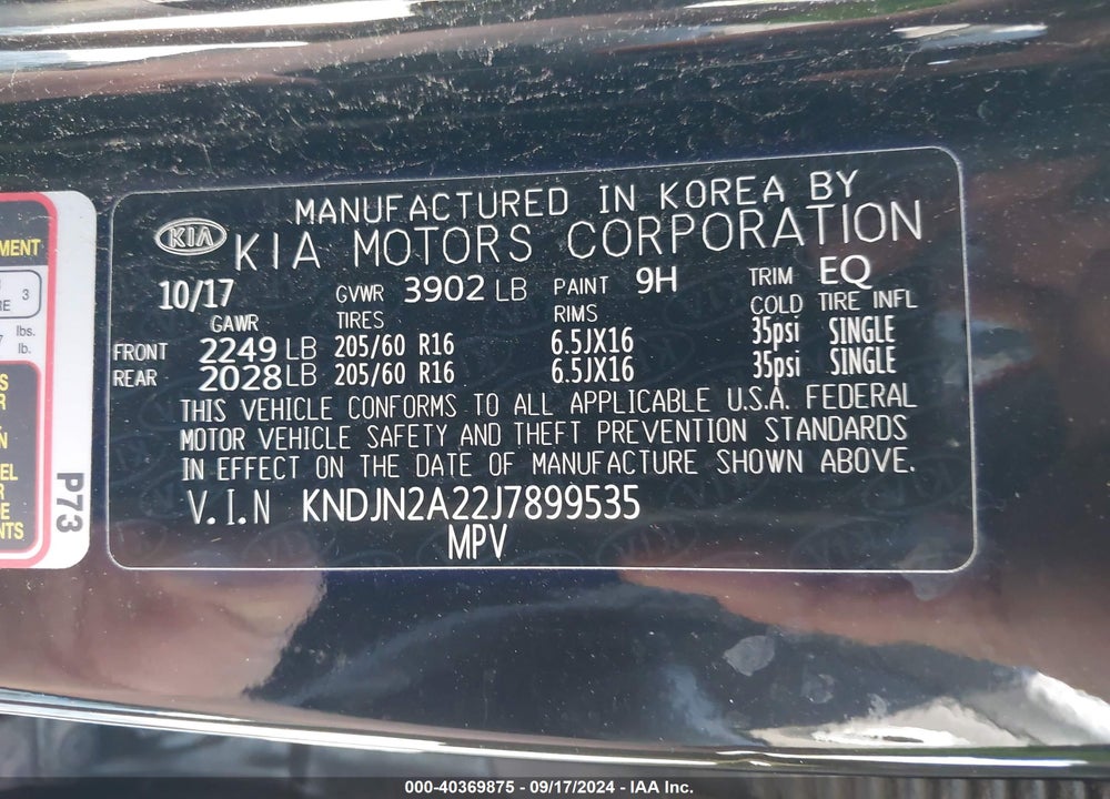 2018 KIA SOUL VIN: KNDJN2A22J7899535