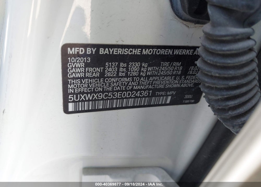 2014 BMW X3 XDRIVE28I VIN: 5UXWX9C53E0D24361