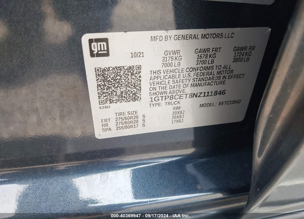2022 GMC SIERRA 1500 LIMITED 2WD  SHORT BOX ELEVATION VIN: 1GTP8CET8NZ111846