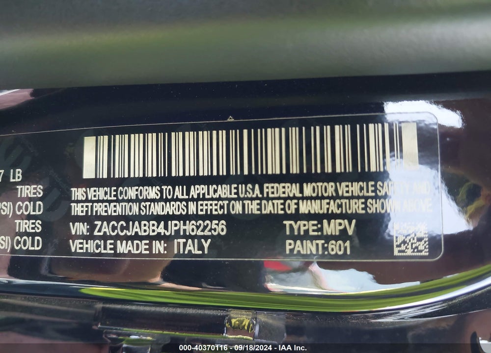 2018 JEEP RENEGADE LATITUDE FWD VIN: ZACCJABB4JPH62256