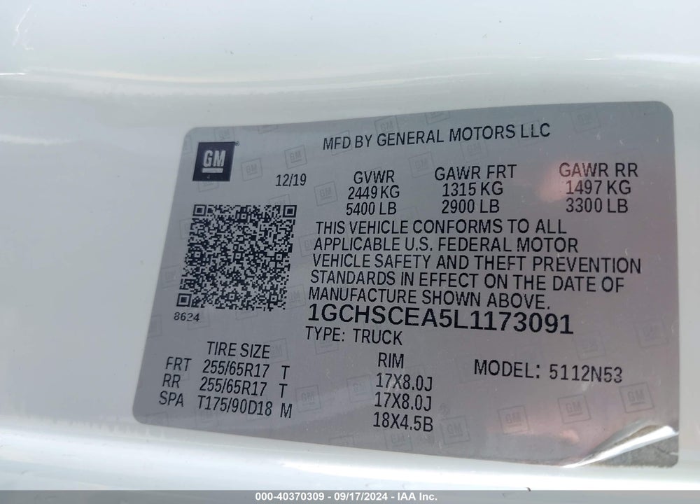 2020 CHEVROLET COLORADO 2WD LONG BOX LT VIN: 1GCHSCEA5L1173091