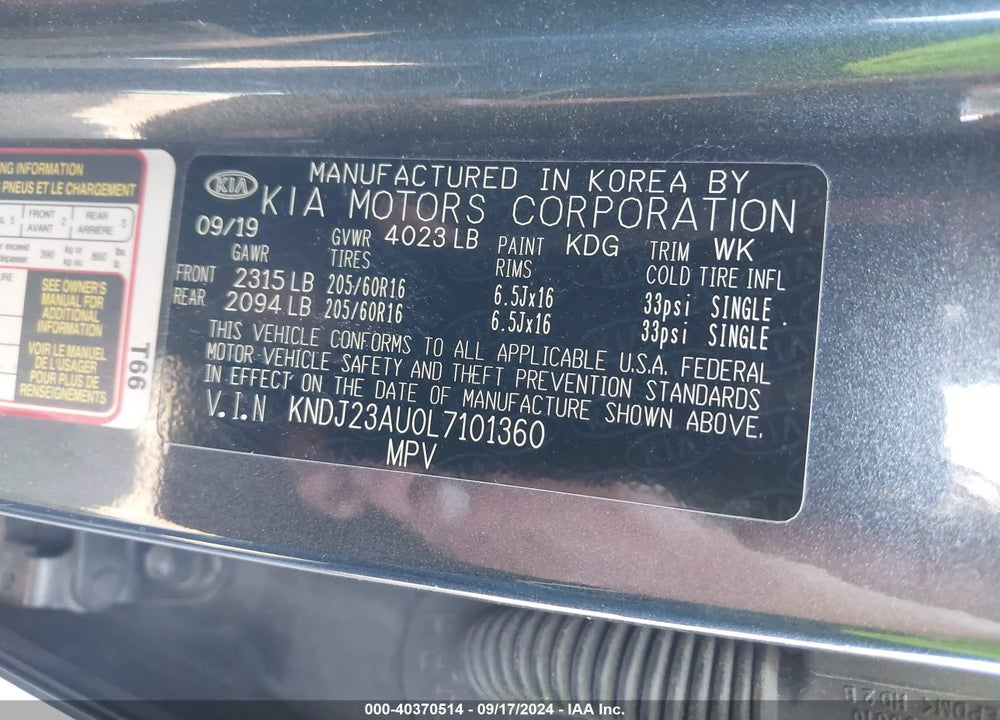 2020 KIA SOUL LX VIN: KNDJ23AU0L7101360