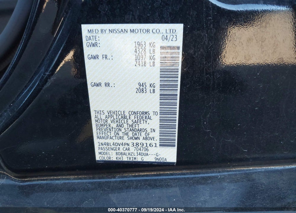 2023 NISSAN ALTIMA VIN: 1N4BL4DV4PN389161