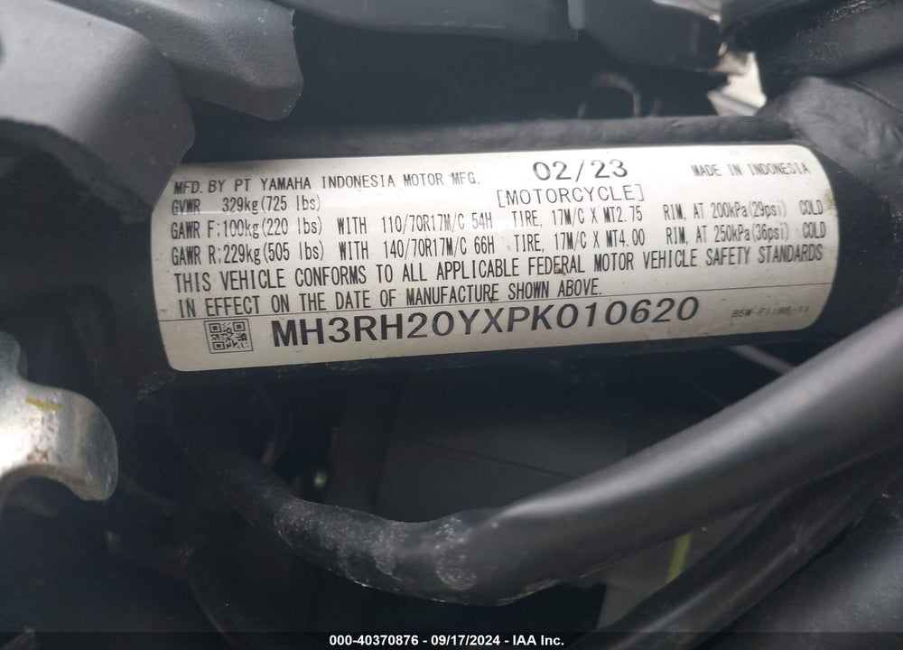 2023 YAMAHA MT-03 VIN: MH3RH20YXPK010620