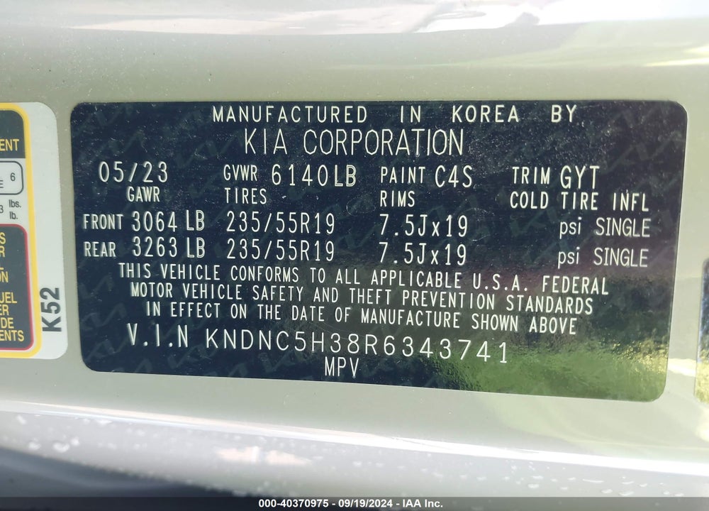 2024 KIA CARNIVAL MPV EX VIN: KNDNC5H38R6343741
