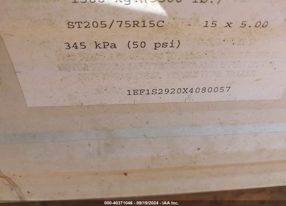 1999 MALLARD M-19N VIN: 1EF1S2920X4080057