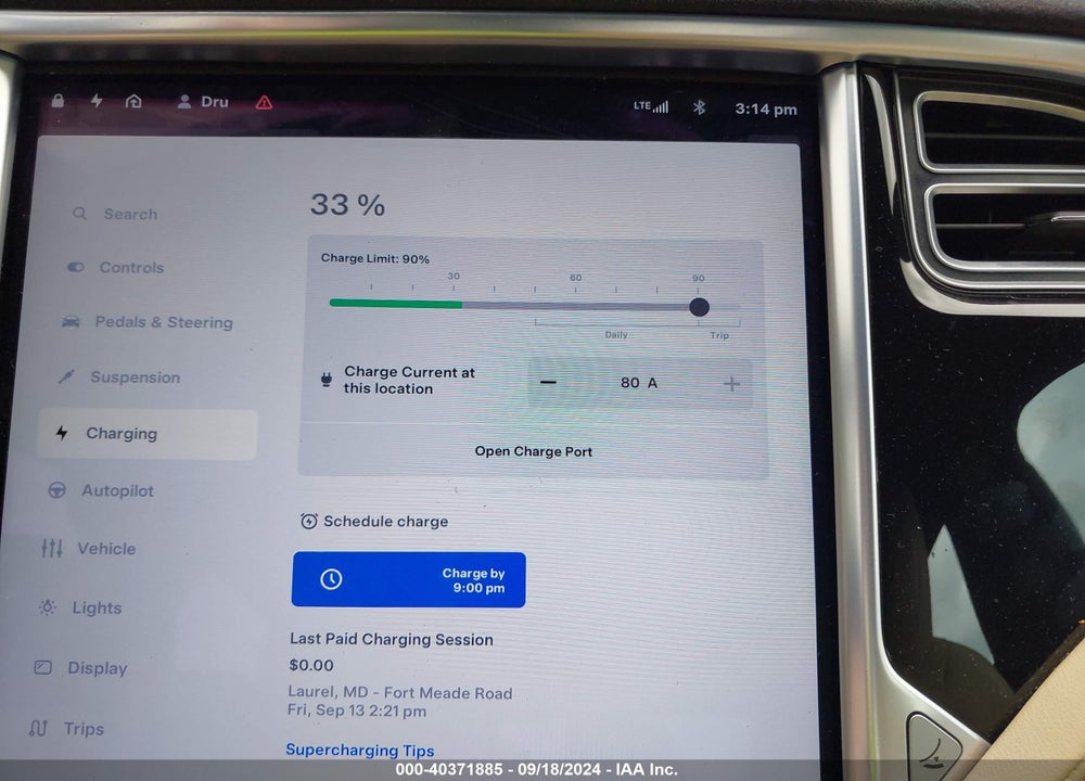 2014 TESLA MODEL S P85D VIN: 5YJSA1H22EFP66113