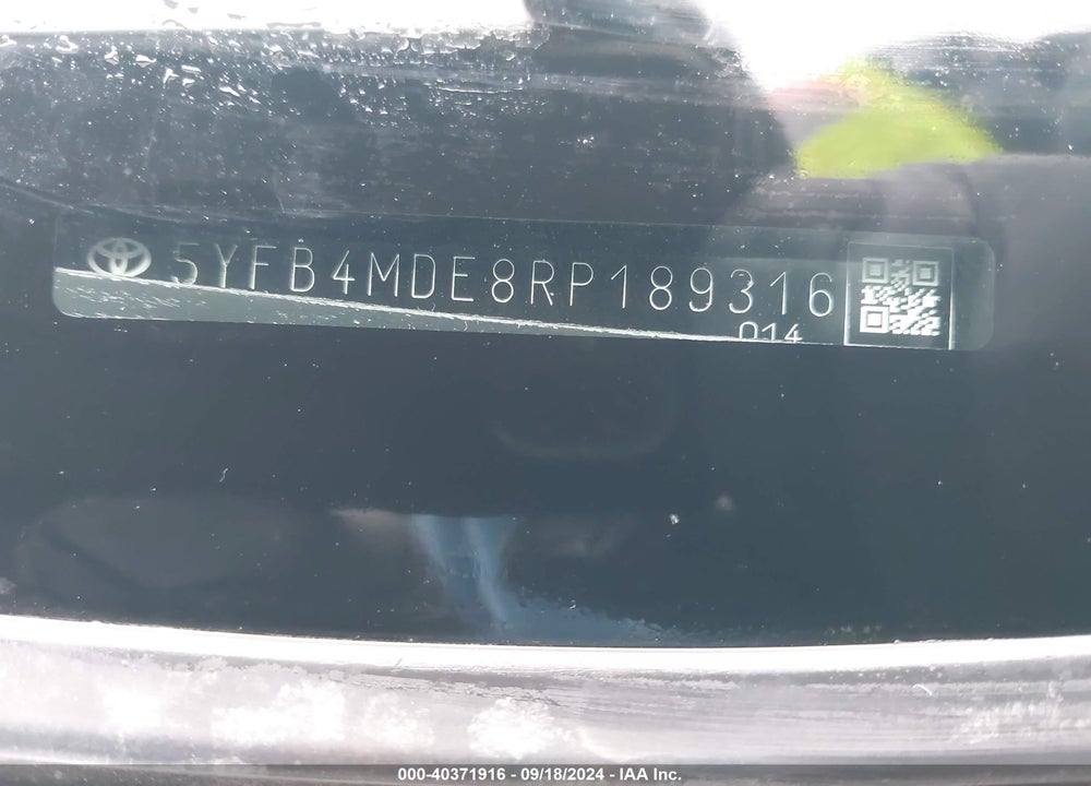 2024 TOYOTA COROLLA LE VIN: 5YFB4MDE8RP189316