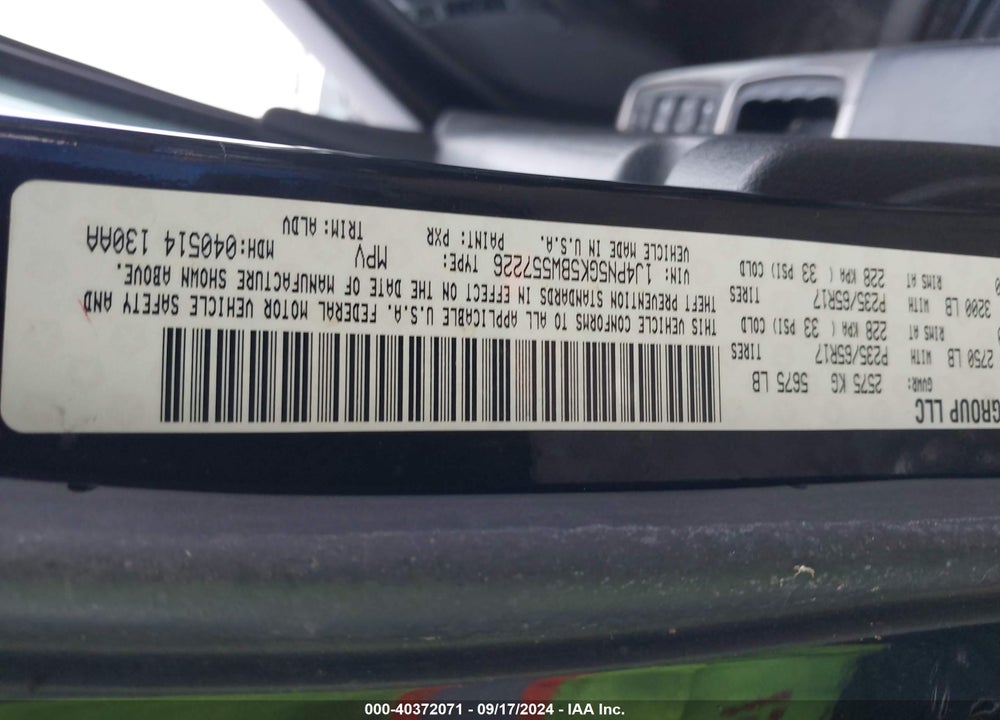 2011 JEEP LIBERTY LIMITED EDITION VIN: 1J4PN5GK5BW557226