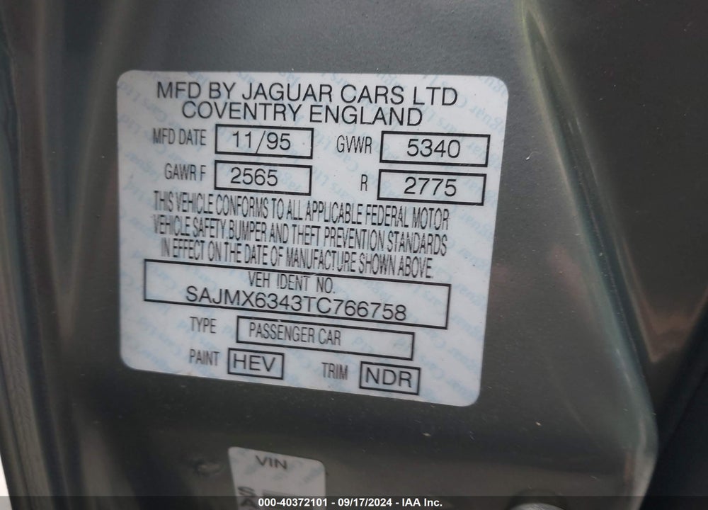 1996 JAGUAR XJ12 VIN: SAJMX6343TC766758