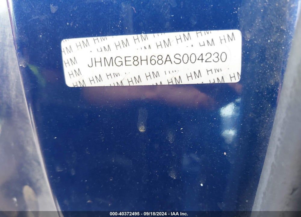 2010 HONDA FIT SPORT VIN: JHMGE8H68AS004230