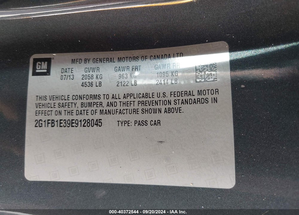 2014 CHEVROLET CAMARO 1LT VIN: 2G1FB1E39E9128045