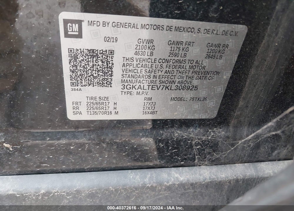 2019 GMC TERRAIN SLE VIN: 3GKALTEV7KL308925